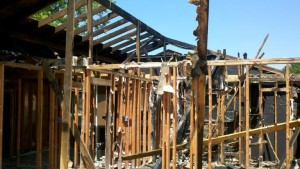 Framing of home after fire damage