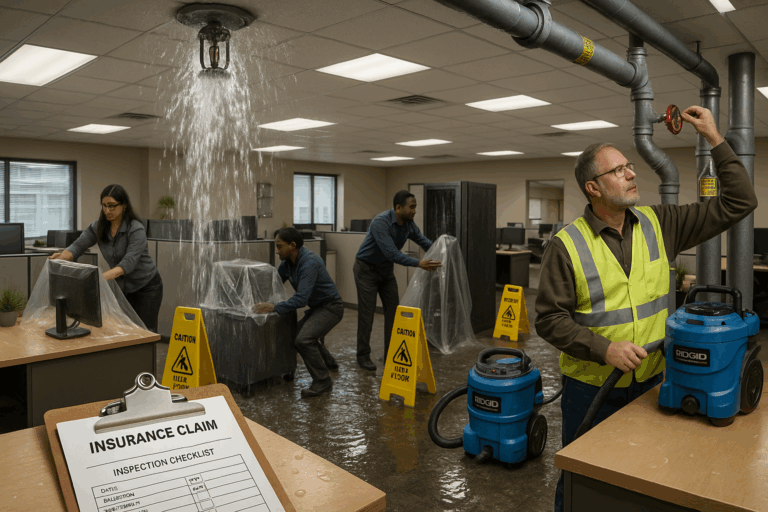 Fire Sprinkler Discharge Water Damage Cleanup