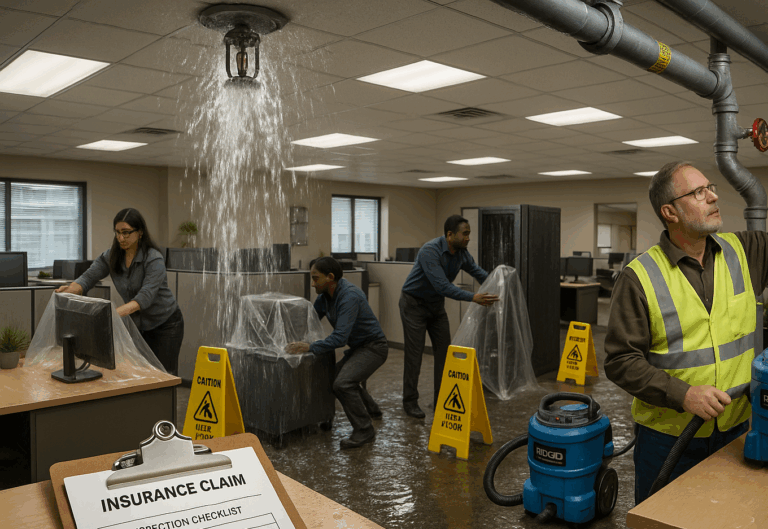 Fire Sprinkler Discharge Water Damage Cleanup